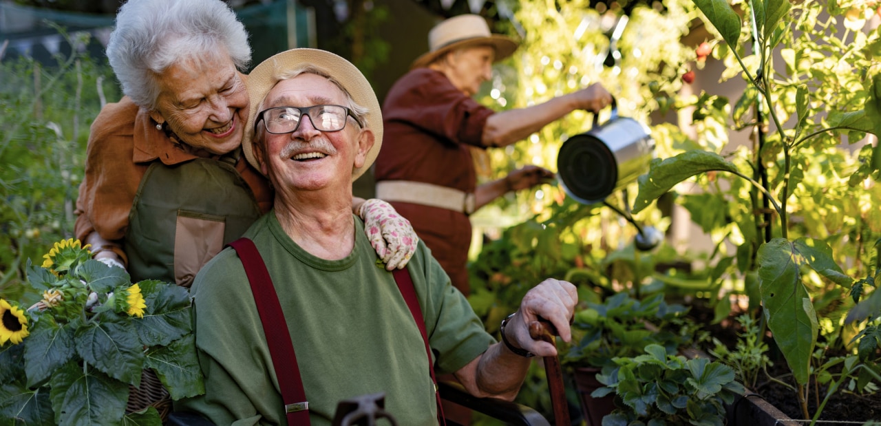 People tending to a community garden.