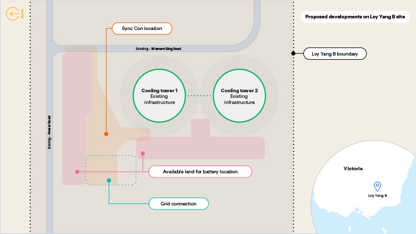 A map of the proposed LYB BESS and Sync Con site.